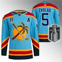 NHL Panthers 5 Aaron Ekblad Blue 2023 Stanley Cup Final Reverse Retro Adidas Men Jersey