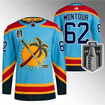 NHL Panthers 62 Brandon Montour Blue 2023 Stanley Cup Final Reverse Retro Adidas Men Jersey