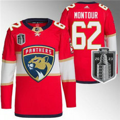 NHL Panthers 62 Brandon Montour Red 2023 Stanley Cup Final Adidas Men Jersey