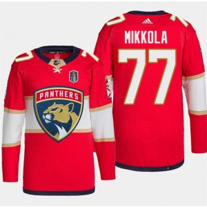 NHL Panthers 77 Niko Mikkola Red 2024 Stanley Cup Final Patch Adidas Men Jersey