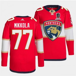 NHL Panthers 77 Niko Mikkola Red Home 2024 Stanley Cup Champions Adidas Men Jersey