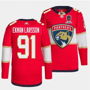 NHL Panthers 91 Oliver Ekman-Larsson Red Home 2024 Stanley Cup Champions Adidas Men Jersey
