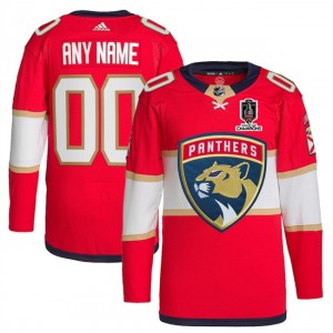 NHL Panthers Customized Red Home 2024 Stanley Cup Champions Adidas Men Jersey