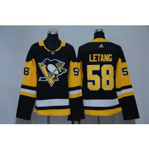 NHL Penguins 58 Kris Letang Black Adidas Women Jersey
