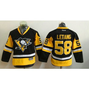 NHL Penguins 58 Kris Letang Black Reebok Youth Jersey