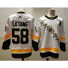 NHL Penguins 58 Kris Letang White 2020 New Adidas Men Jersey