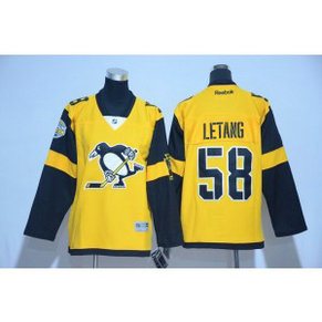 NHL Penguins 58 Kris Letang Yellow 2017 Stadium Series Reebok Youth Jersey