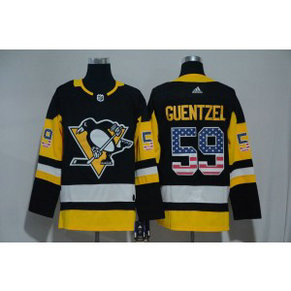 NHL Penguins 59 Jake Guentzel Black USA Flag Adidas Men Jersey