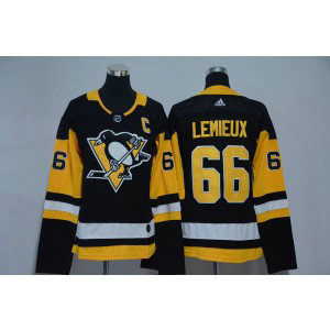 NHL Penguins 66 Mario Lemieux Black Adidas Women Jersey