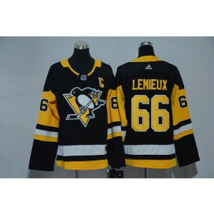 NHL Penguins 66 Mario Lemieux Black Adidas Youth Jersey