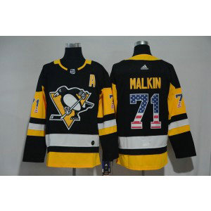 NHL Penguins 71 Evgen Malkin Black USA Flag Adidas Men Jersey