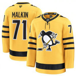 NHL Penguins 71 Evgeni Malkin Gold Alternate 2025 New Men Jersey