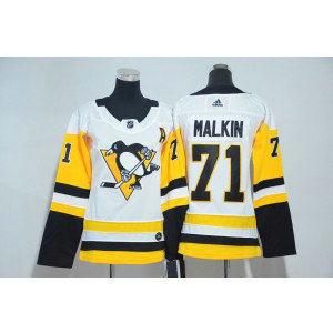 NHL Penguins 71 Evgeni Malkin White Adidas Women Jersey