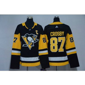 NHL Penguins 87 Sidney Crosby Black Adidas Women Jersey