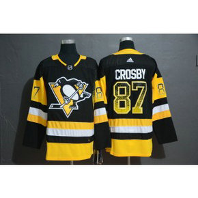 NHL Penguins 87 Sidney Crosby Black Drift Fashion Adidas Men Jersey