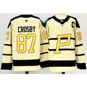 NHL Penguins 87 Sidney Crosby Cream 2024 New Men Jersey