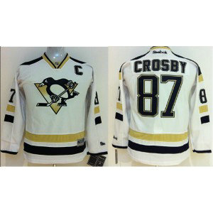 NHL Penguins 87 Sidney Crosby White With C Patch Youth Jersey