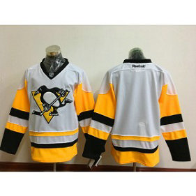 NHL Penguins Blank White Yellow Reebok Men Jersey