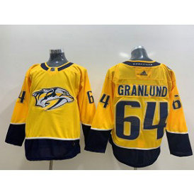 NHL Predators 64 Mikael Granlund Yellow Adidas Men Jersey