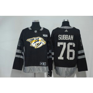 NHL Predators 76 P.K Subban Black 100th Anniversary Adidas Men Jersey