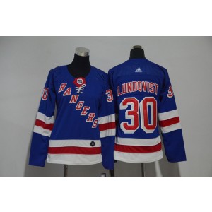 NHL Rangers 30 Henrik Lundqvist Blue Adidas Women Jersey