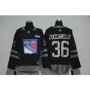 NHL Rangers 36 Mats Zuccarello Black 100th Anniversary Season Men Jersey