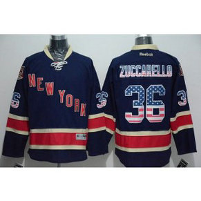 NHL Rangers 36 Mats Zuccarello Navy Blue USA Flag Fashion Men Jersey