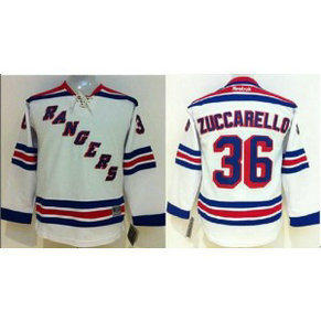 NHL Rangers 36 Mats Zuccarello White Youth Jersey