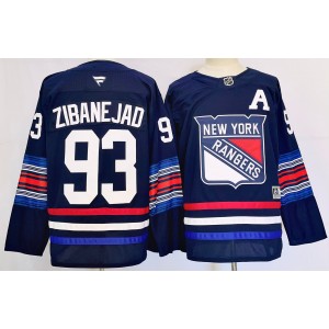 NHL Rangers 93 Mika Zibanejad Blue 2024 New Adidas Men Jersey