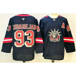 NHL Rangers 93 Mika Zibanejad Navy New Men Jersey