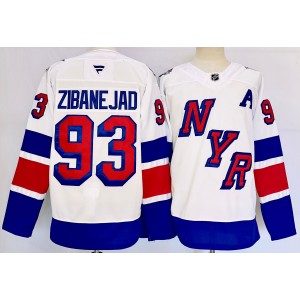 NHL Rangers 93 Mika Zibanejad White 2024 New Adidas Men Jersey