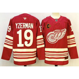 NHL Red Wings 19 Steve Yzerman Red 2025 Centennial New Men Jersey with C Patch