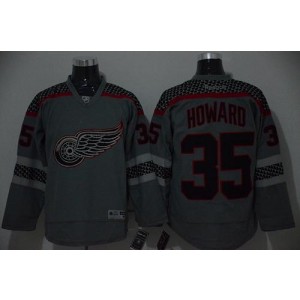 NHL Red Wings 35 Jimmy Howard Charcoal Cross Check Fashion Men Jersey