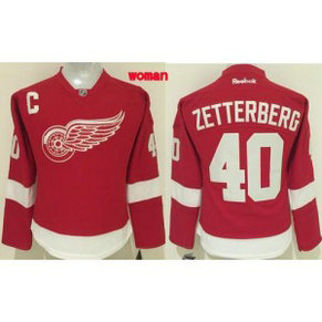 NHL Red Wings 40 Henrik Zetterberg Red Home Women Jerseys