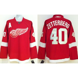 NHL Red Wings 40 Henrik Zetterberg With A Patch Red Men Jersey