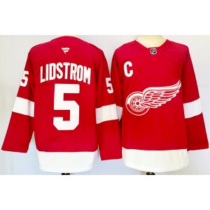 NHL Red Wings 5 Lidstrom Red 2024 New Adidas Men Jersey