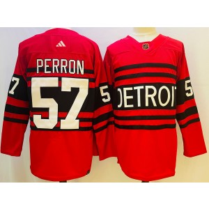 NHL Red Wings 57 Perron Red 2022-23 Retro Adidas Men Jersey