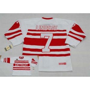 NHL Red Wings 7 Ted Lindsay White CCM Throwback Men Jersey