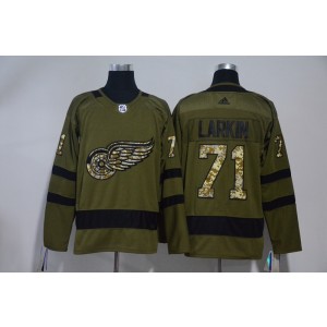 NHL Red Wings 71 Dylan Larkin Olive Green Adidas Men Jersey