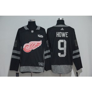NHL Red Wings 9 Gordie Howe 100th Anniversary Black Adidas Men Jersey