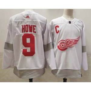 NHL Red Wings 9 Gordie Howe White 2020 New Adidas Men Jersey