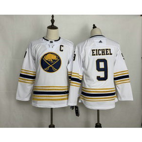 NHL Sabres 9 Jack Eichel White 50th anniversary Adidas Youth Jersey
