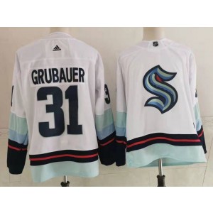 NHL Seattle Kraken 31 Grubauer White Adidas Men Jersey