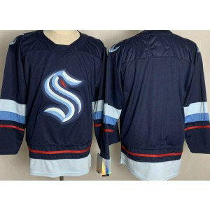 NHL Seattle Kraken Blank Primary Logo Navy Adidas Men Jersey