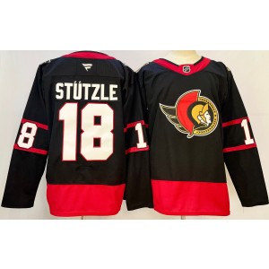 NHL Senators 18 Tim Stutzle Black 2024 New Adidas Men Jersey