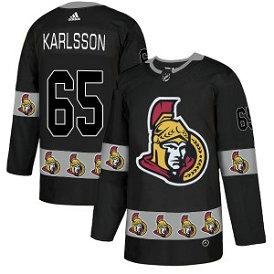 NHL Senators 65 Erik Karlsson Black Team Logos Fashion Adidas Men Jersey