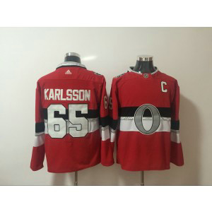 NHL Senators 65 Erik Karlsson Red 100 Classic Player Adidas Men Jersey