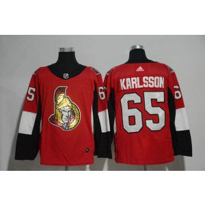 NHL Senators 65 Erik Karlsson Red Glittery Edition Adidas Men Jersey