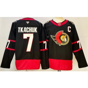 NHL Senators 7 Brady Tkachuk Black 2024 New Adidas Men Jersey