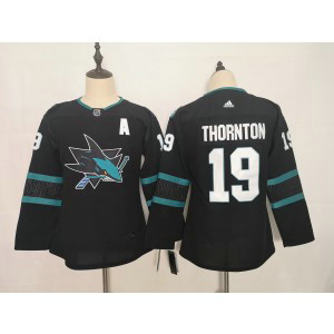 NHL Sharks 19 Joe Thornton Black Adidas Youth Jersey